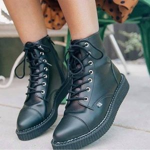 Black TUKskin™ Pointed Lace Up Boot